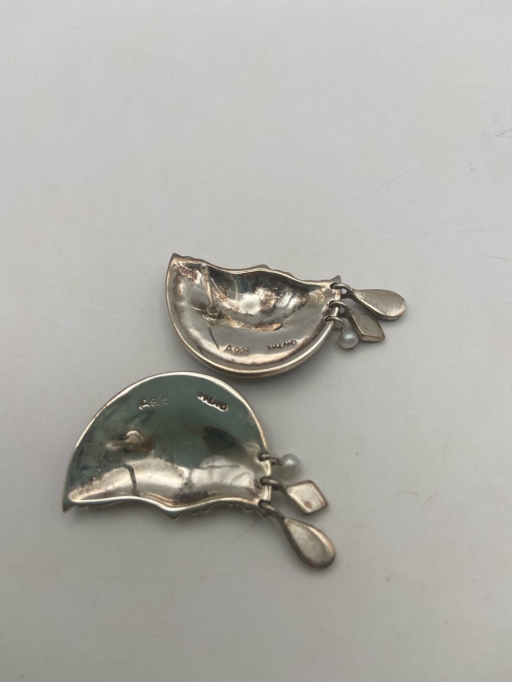Vintage Suspicion Marcasite Sterling Silver Moon Goddess Earrings Pierced - Picture 7 of 9